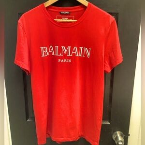 Balmain Red T-Shirt for Men